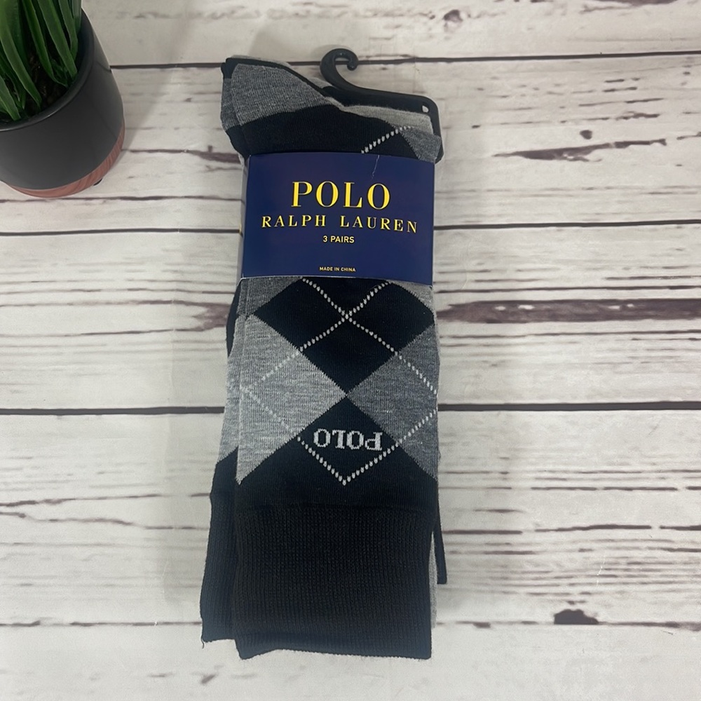 Polo Ralph Lauren Dress Socks 3-pairs Argyle Print
